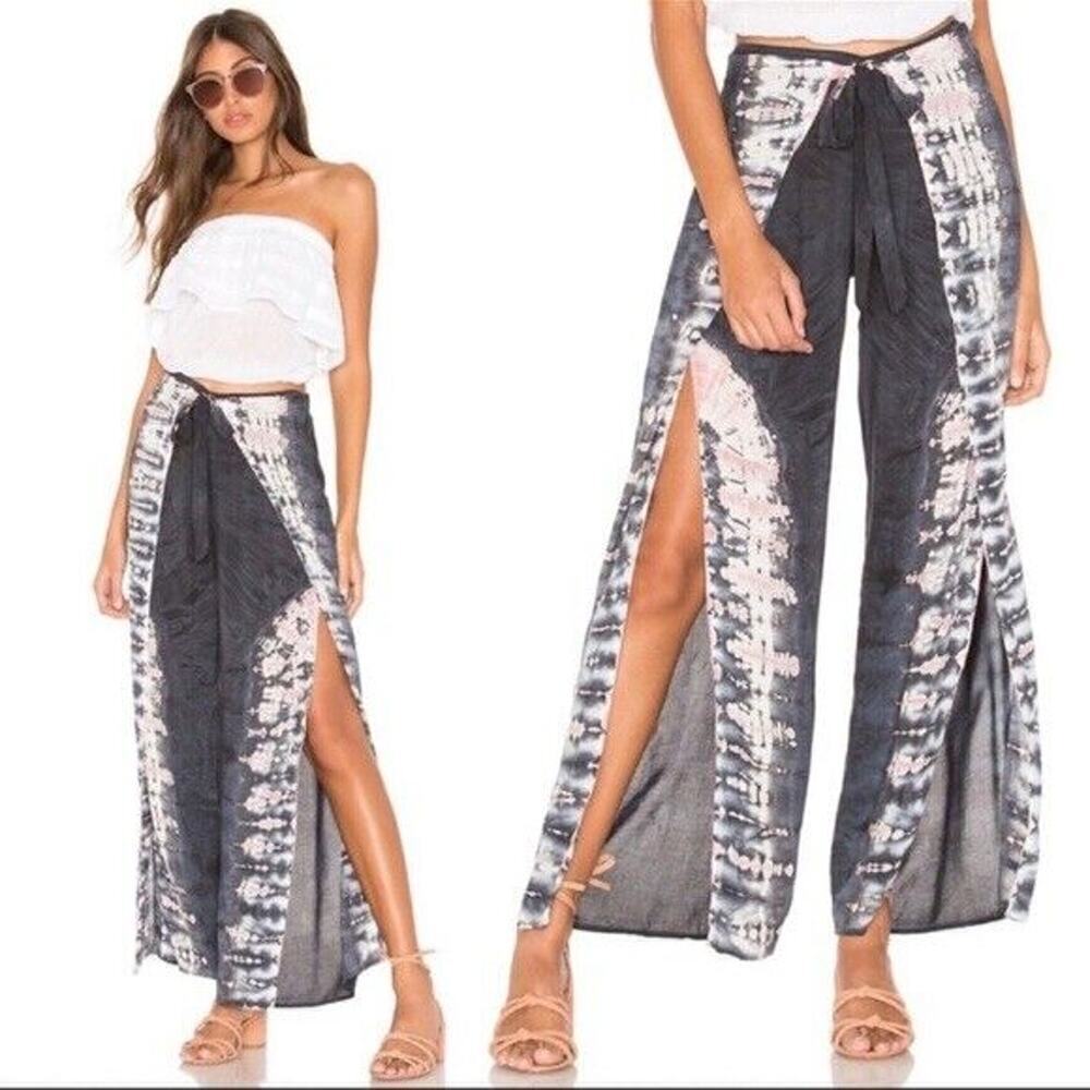 Young Fabulous & Broke Tie Dye Fauna Split Wide Leg Pant Robin Cayman Wash M